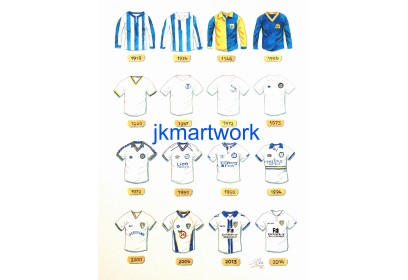 Leeds United FC Retro Shirts Wall Art Print
